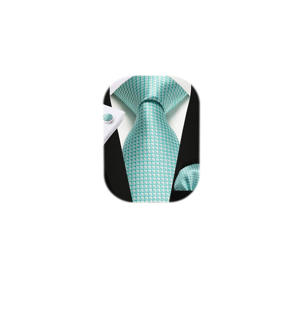 6296 Ties Mint Green Tie and Pocket Square Set light Green Silk Neckties